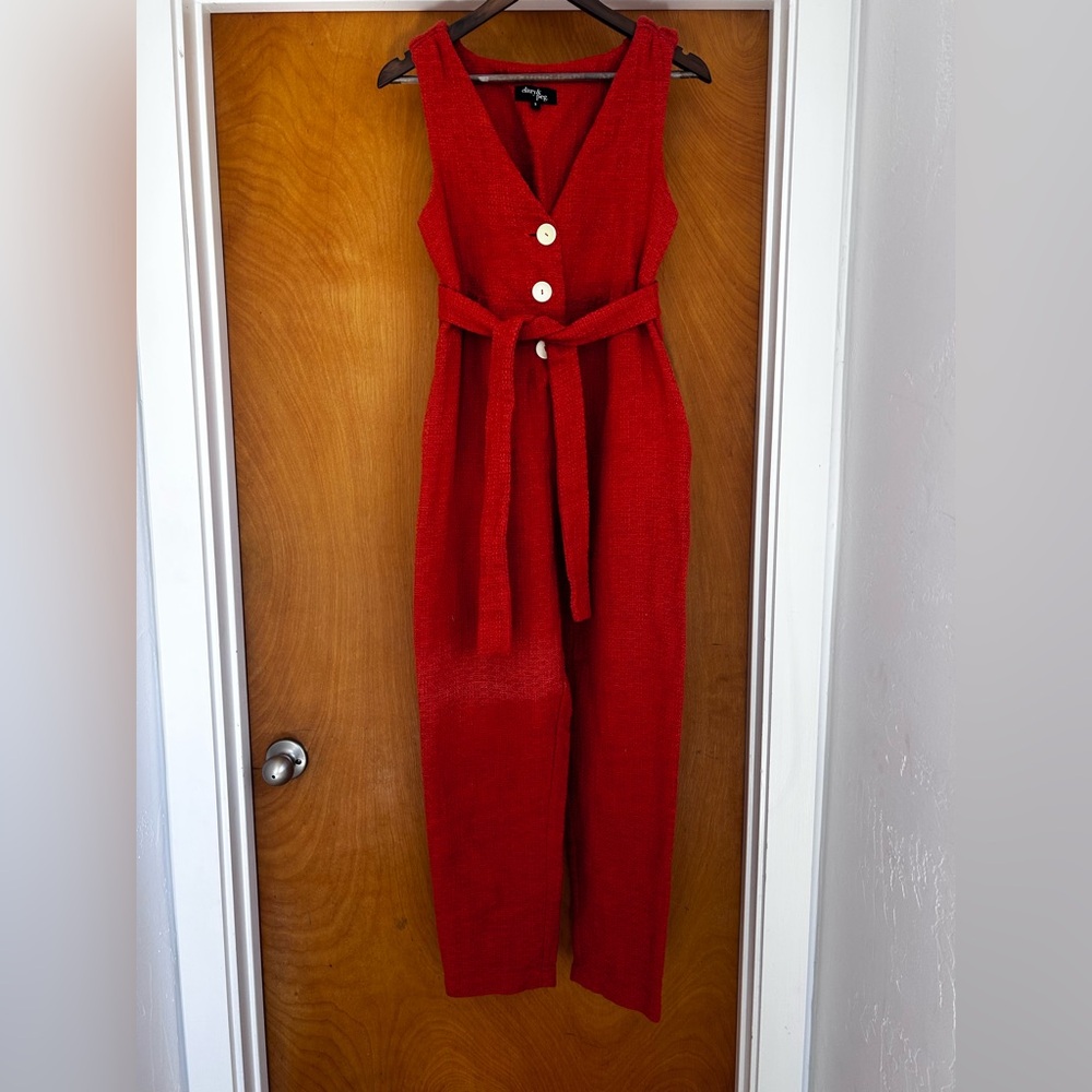 Clary and Peg Orange textured overalls